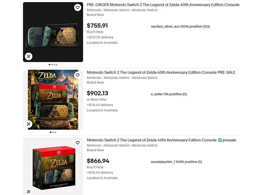 Nintendo Switch 2 Zelda 40.º aniversario agota sus primeras reservas y aparece en eBay por hasta 1.700$