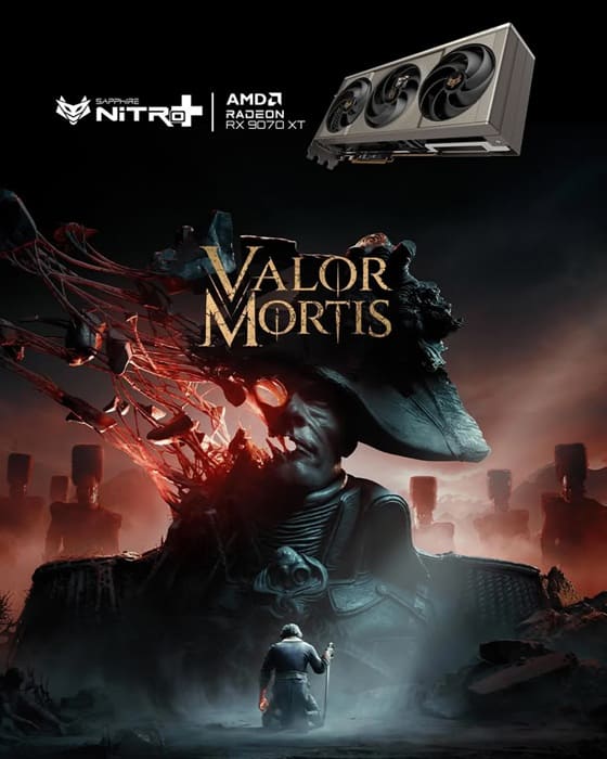 Sapphire presenta la NITRO+ RX 9070 XT OC Valor Mortis con 16 GB y backplate magnético