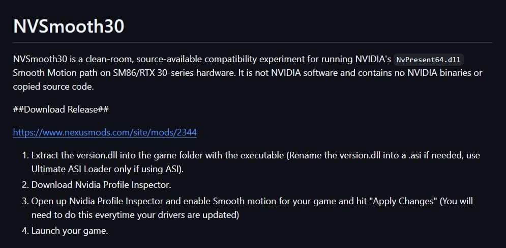 NVIDIA Smooth Motion funciona en RTX 30 mediante dos mods independientes