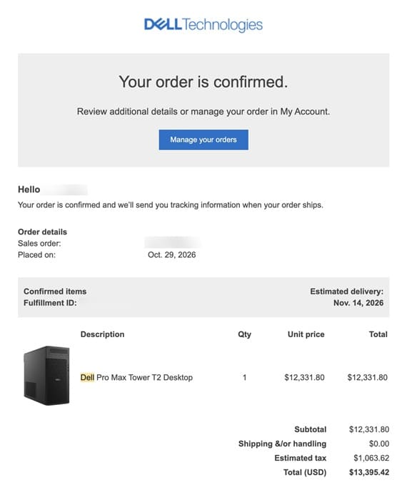 Dell Pro Max Tower T2 con RTX PRO 6000 cuesta menos que la tarjeta gráfica vendida por separado