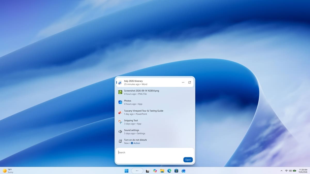 Windows 11 Search permitirá cambiar ajustes del sistema directamente desde la barra de tareas