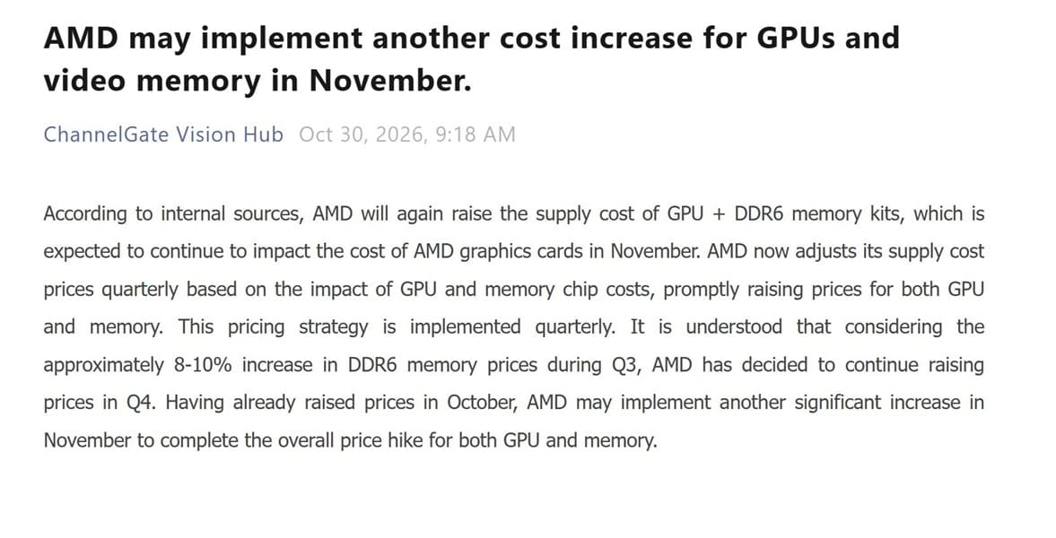 AMD prepararía otra subida de precios para las Radeon RX 9000 en noviembre por la GDDR6