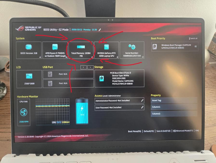ASUS devuelve un ROG Zephyrus G14 con 16 GB de RAM menos tras una reparación y el cliente denuncia la situación