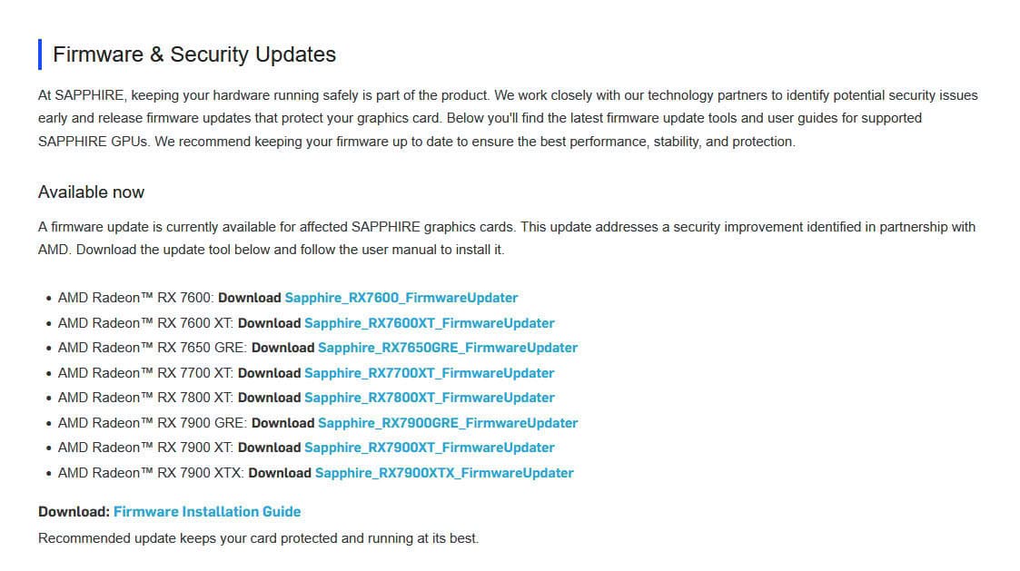 AMD confirma actualizaciones de seguridad para las Radeon RX 7000, pero todavía no revela las vulnerabilidades