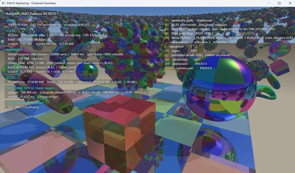 Microsoft actualiza DirectX Raytracing con Clustered Geometry y PTLAS para reducir el uso de VRAM