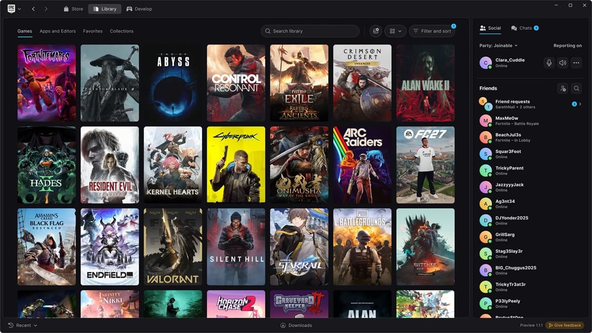 Epic Games Launcher se renueva con IA y presume de arrancar un 46% más rápido que Steam