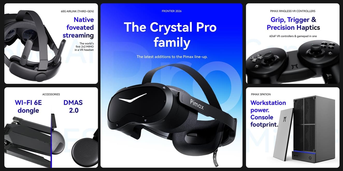 Pimax Crystal Pro combina una resolución de 2880 × 2880 píxeles por ojo con streaming foveado a 60 GHz
